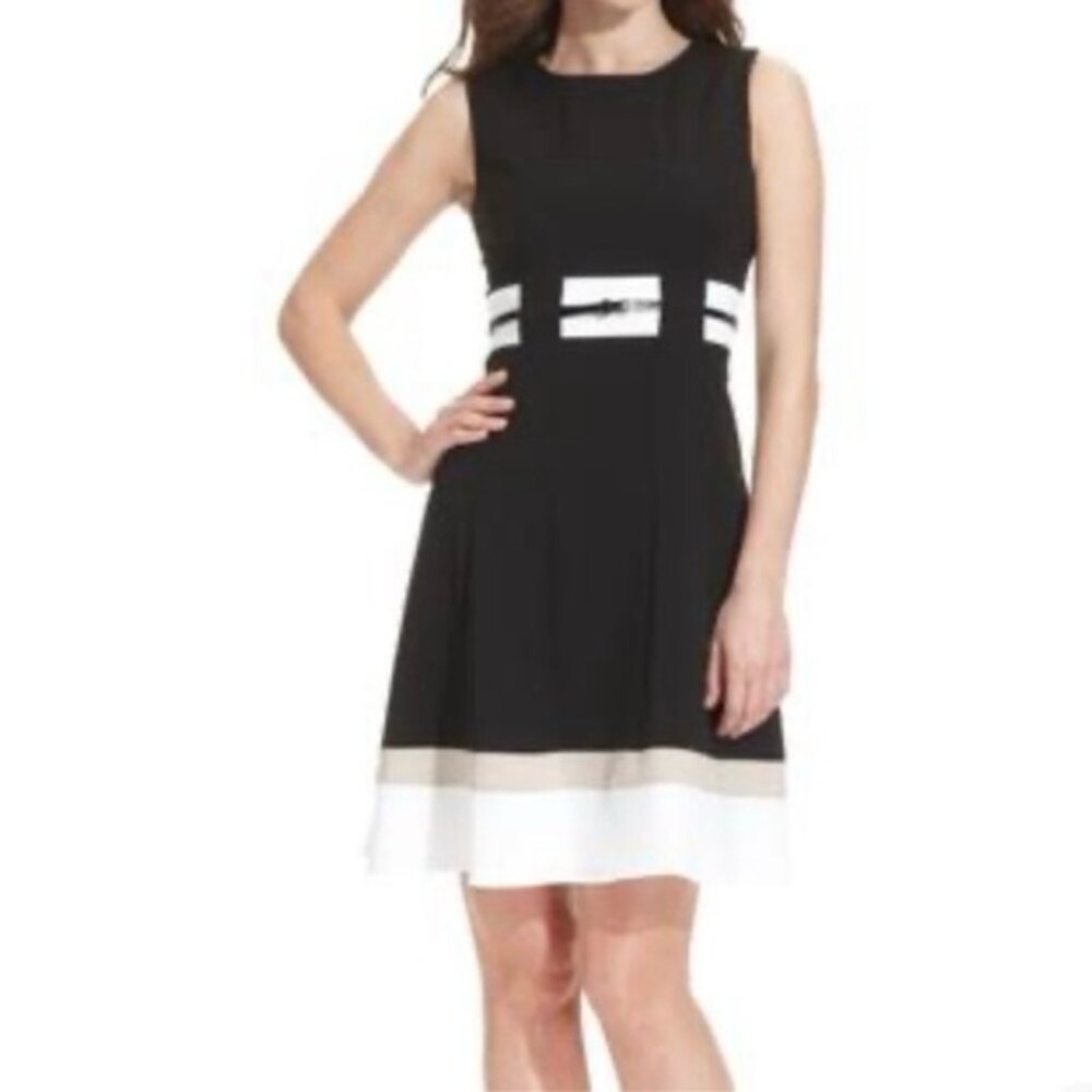 Calvin Klein Elegant Black and White Dress Size 14